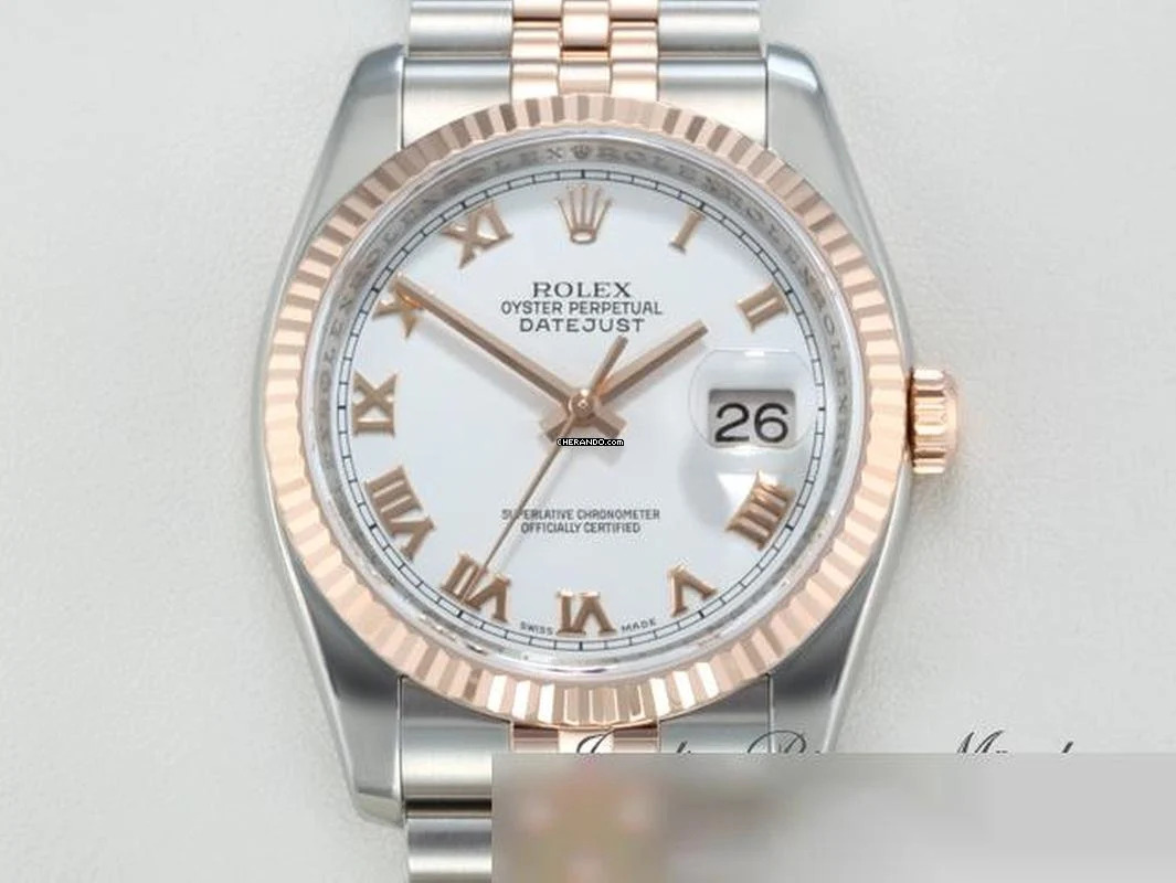 Rolex Datejust 36 36mm 116231 2011 Stahl Rosegold 750 Automatik Rotgold Gold Stainless Steel 18kt Rose Gold Jubilé-band Chronometer Oyster White Dial