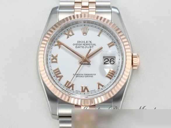  Rolex Datejust 36 36mm 116231 2011 Stahl Rosegold 750 Automatik Rotgold Gold Stainless Steel 18kt Rose Gold Jubilé-band Chronometer Oyster White Dial 