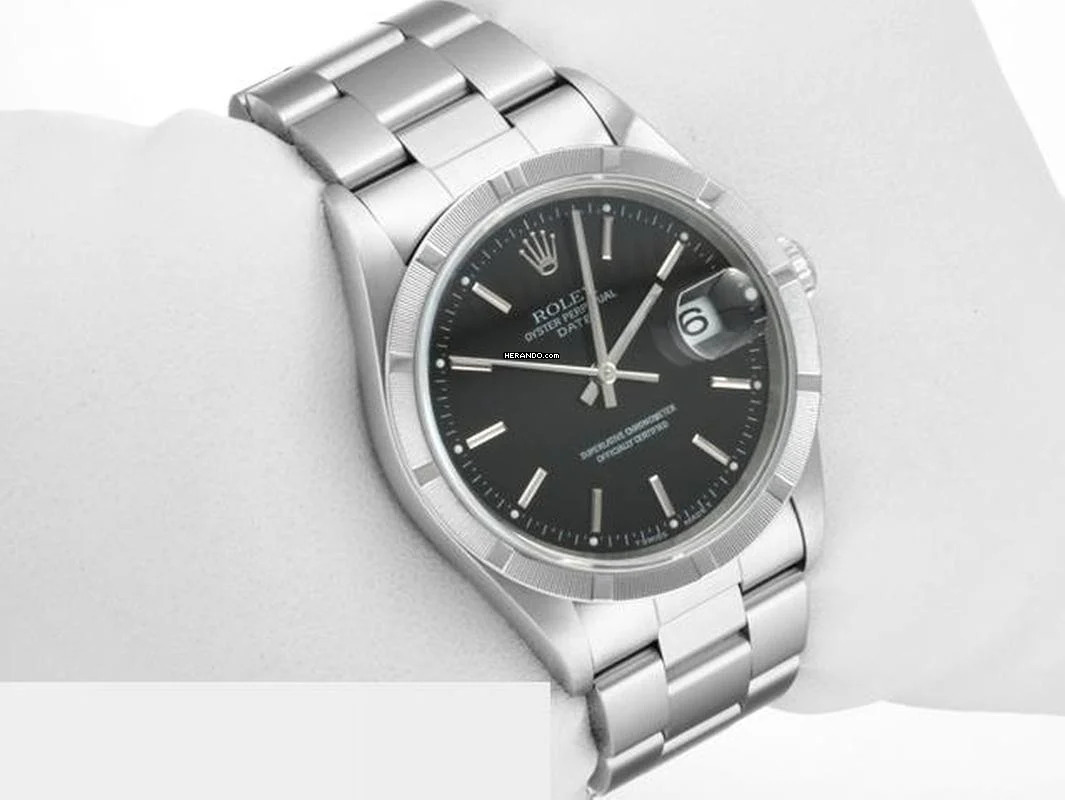  Rolex Lady-Datejust Date Edelstahl 34mm Edelstahl 15210 2006 Damen Herren Datejust Stahl Stainless Steel Oyster-band Chronometer Black Dial 