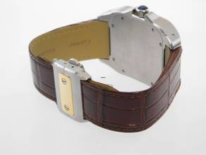 Thumbnail von Cartier Santos 100 XL 38 x 51 mm im Top Zustand mit Etui und original Krokoband Stahl Gold Neues Original Cartier Krokoband und Faltschließe