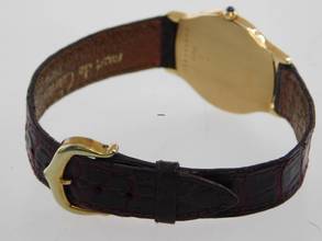 Thumbnail von Cartier Arcade Paris Handaufzug 18 Karat Gelbgold mit Original Band und Schließe mit seltener 18 Karat Weißgoldlünette 24 x 31 mm Rarität