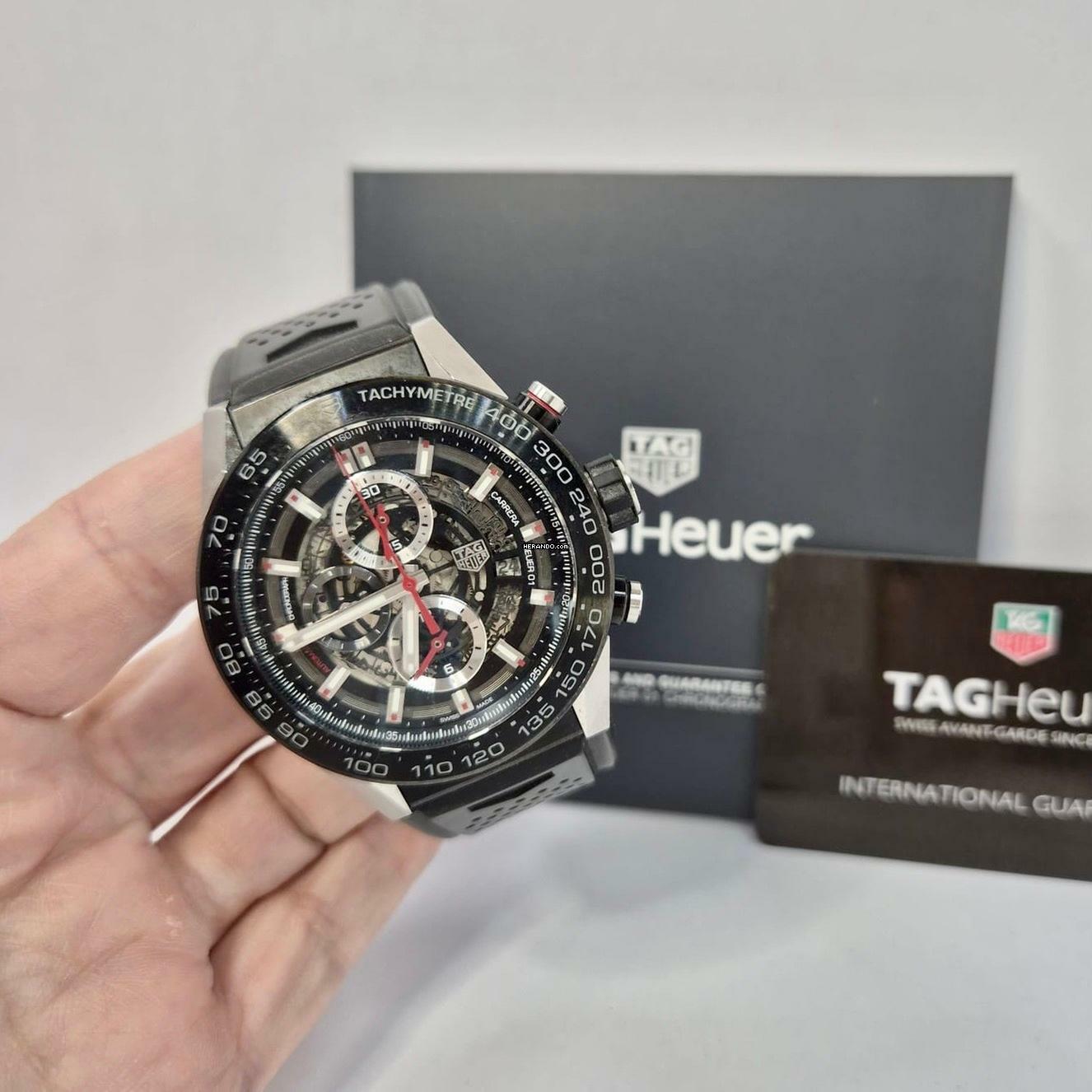 TAG Heuer Carrera Calibre HEUER 01 Skeleton Cerâmica 45mm Automático Completo