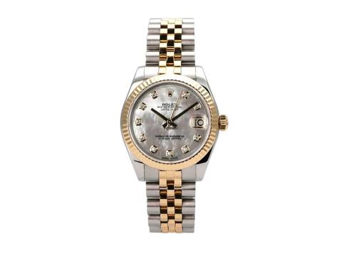 Rolex Lady-Datejust 31 Ref. 178273 Edelstahl Gelbgold Perlmutt Diamanten Jubile-Band 