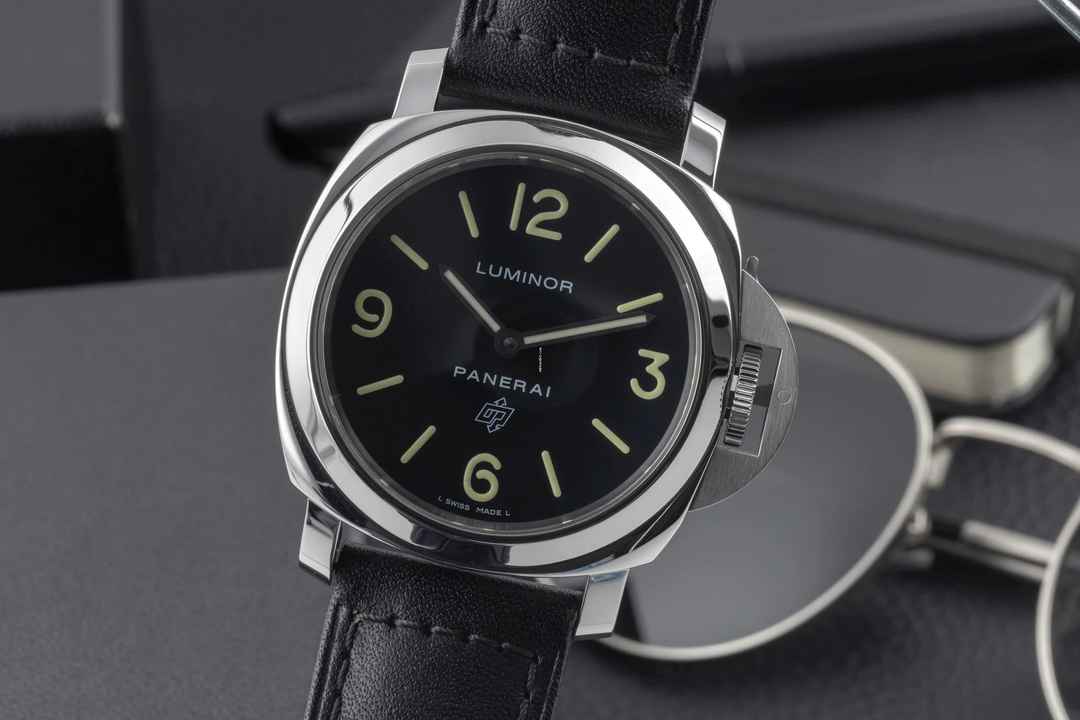  Panerai Luminor Base Logo Stahl Handaufzug Herrenuhr Ref. PAM01000 B&P 2017 
