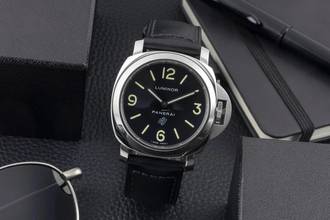Thumbnail von Panerai Luminor Base Logo Stahl Handaufzug Herrenuhr Ref. PAM01000 B&P 2017