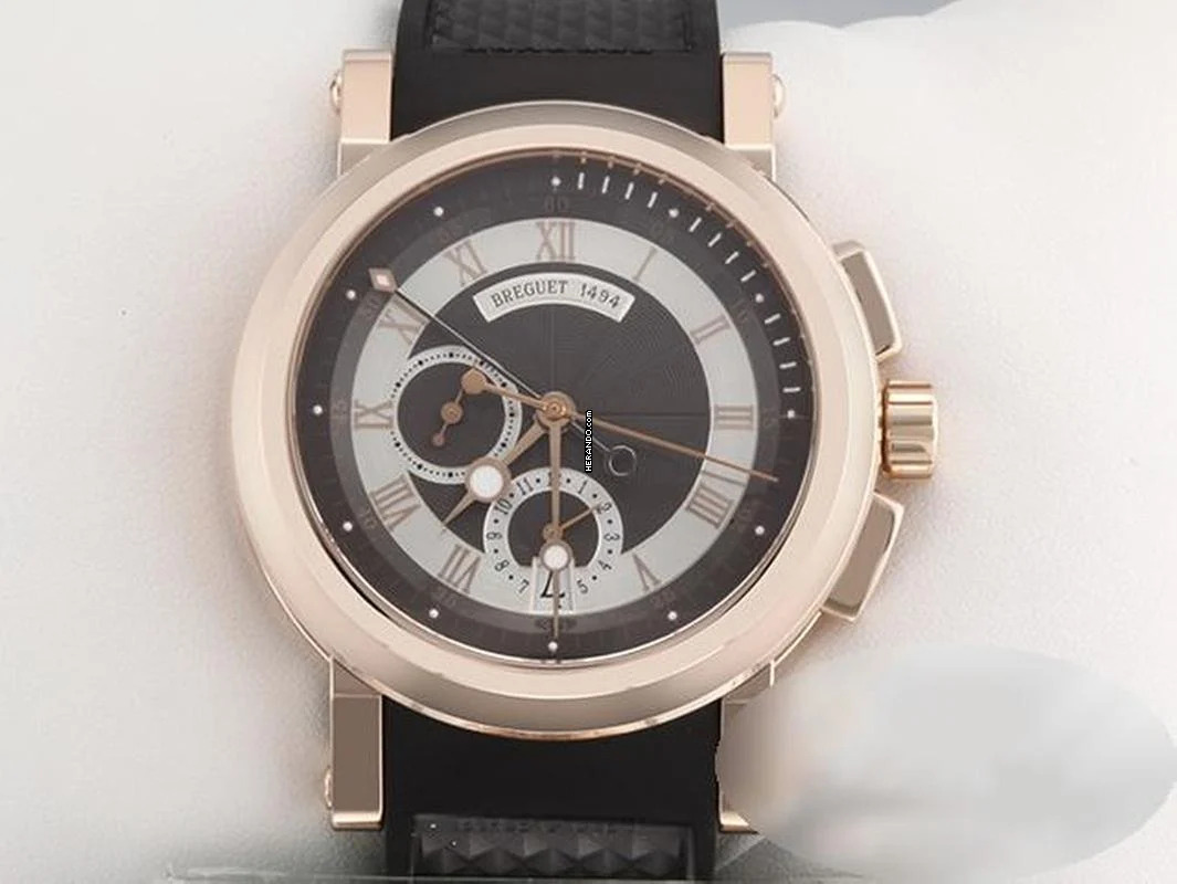  Breguet Marine Chronograph 5827 2021 Rosegold 750 Automatik 18kt Rose Gold Black Dial 