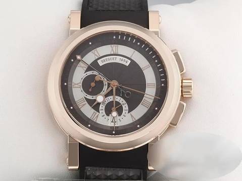  Breguet Marine Chronograph 5827 2021 Rosegold 750 Automatik 18kt Rose Gold Black Dial 