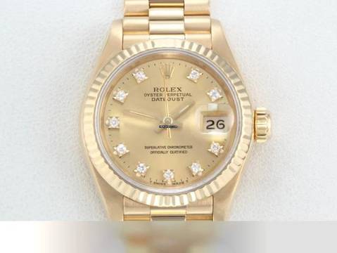  Rolex Lady-Datejust Gelbgold 750 Diamanten 1991 Automatik Gold Damen 