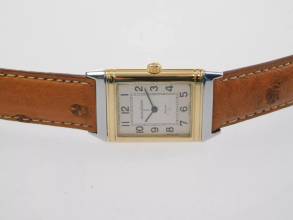 Thumbnail von Jaeger-LeCoultre Reverso Classique Classic Stahl / Gelbgold im Top Zustand mit Straußenband und Faltschließe Classic 23 x 38 mm