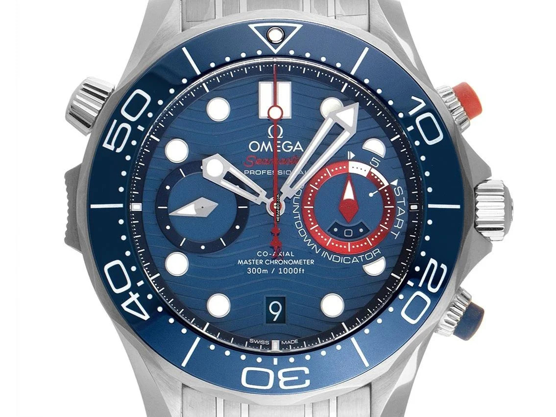 Omega Seamaster Diver 300 M America's Cup Co-Axial Chronograph Ref.210.30.44.51.03.002 2025 Full Set Ungetragen Seamaster Diver 300M America's Cup