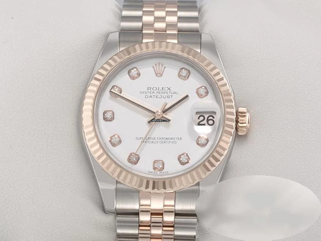 Rolex Datejust 31 31mm 178271 2018 Edelstahl Rosegold 750 Diamanten Automatik Stainless Steel 18kt Rose Gold Jubilé-band Chronometer White Dial