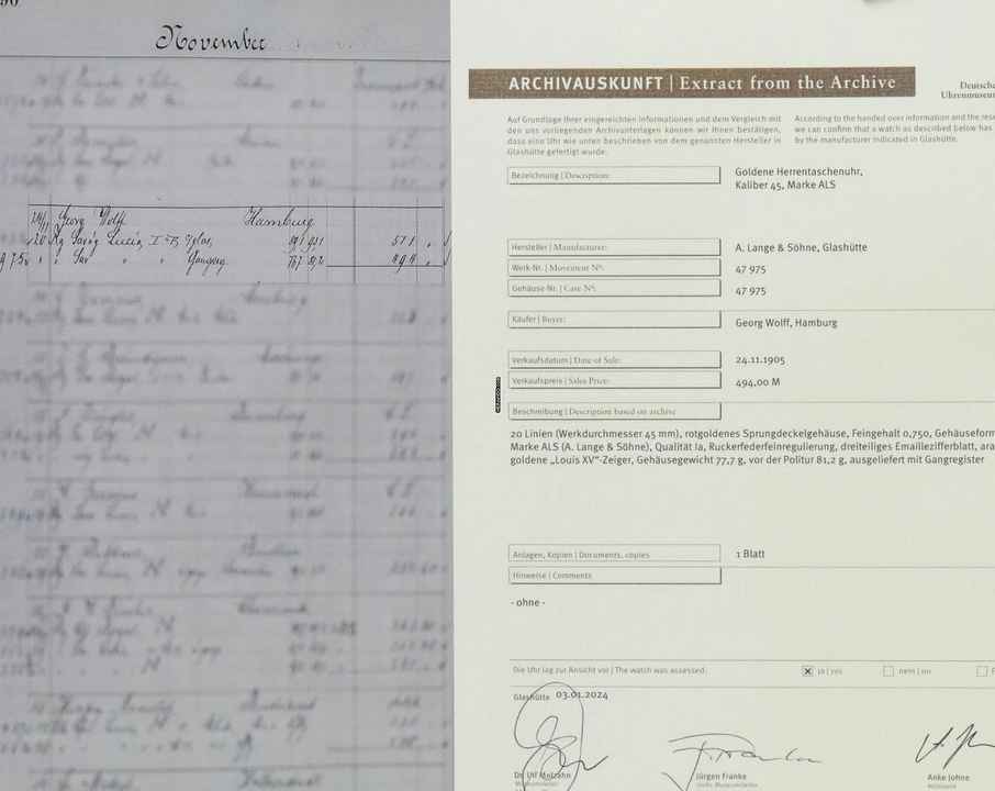  A. Lange & Söhne 55mm 135g Schwere 18k Gold 1A Savonette Taschenuhr m. Box und Zertifikat 1905 Neuwertiger Zustand 