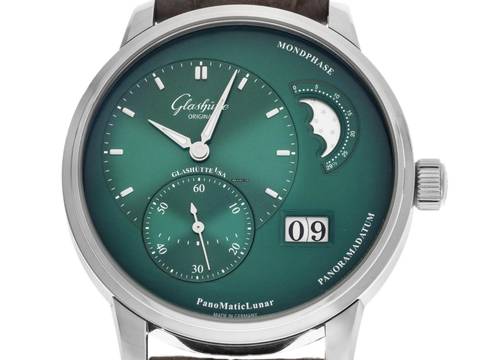  Glashütte Original PanoMaticLunar Ref.1-90-02-13-32-62 2026 Full Set Ungetragen PanoMaticLunar Mondphase Green Dial Faltschließe 
