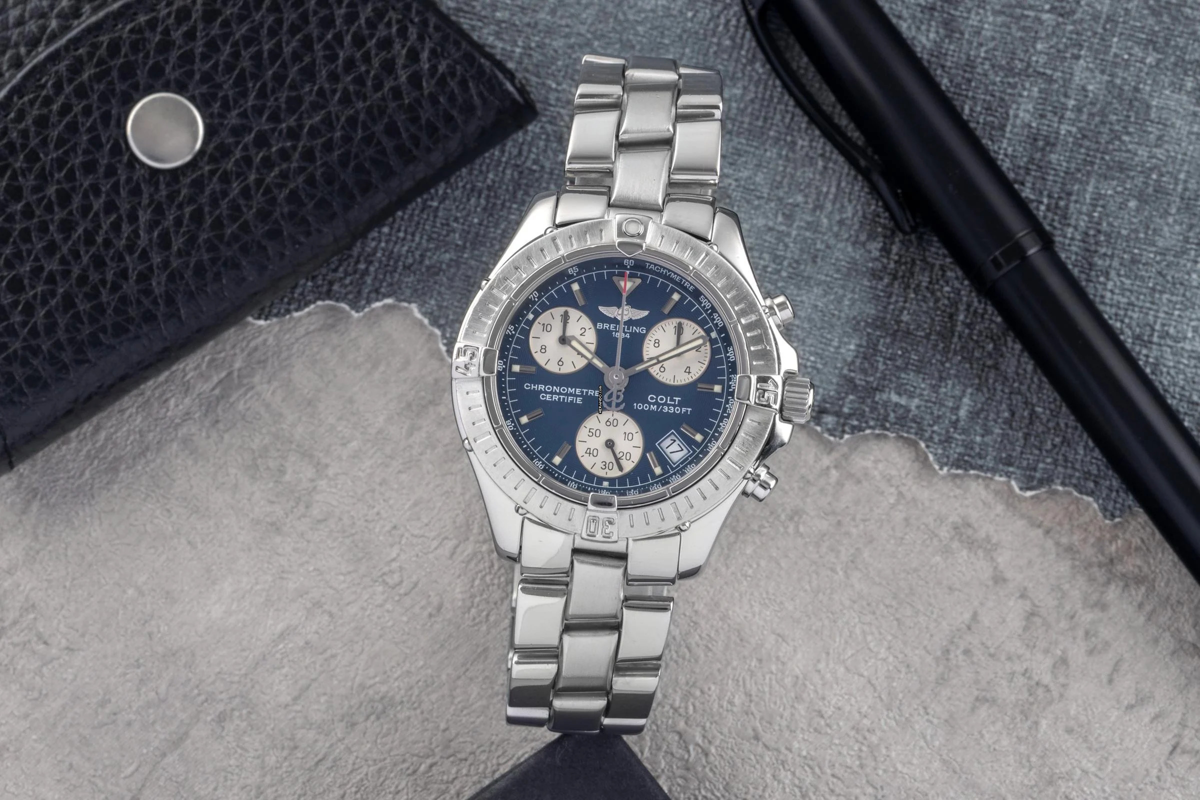  Breitling Colt Chronograph Edelstahl Quarz Herrenuhr Ref. A73350-021 B&P 2005 