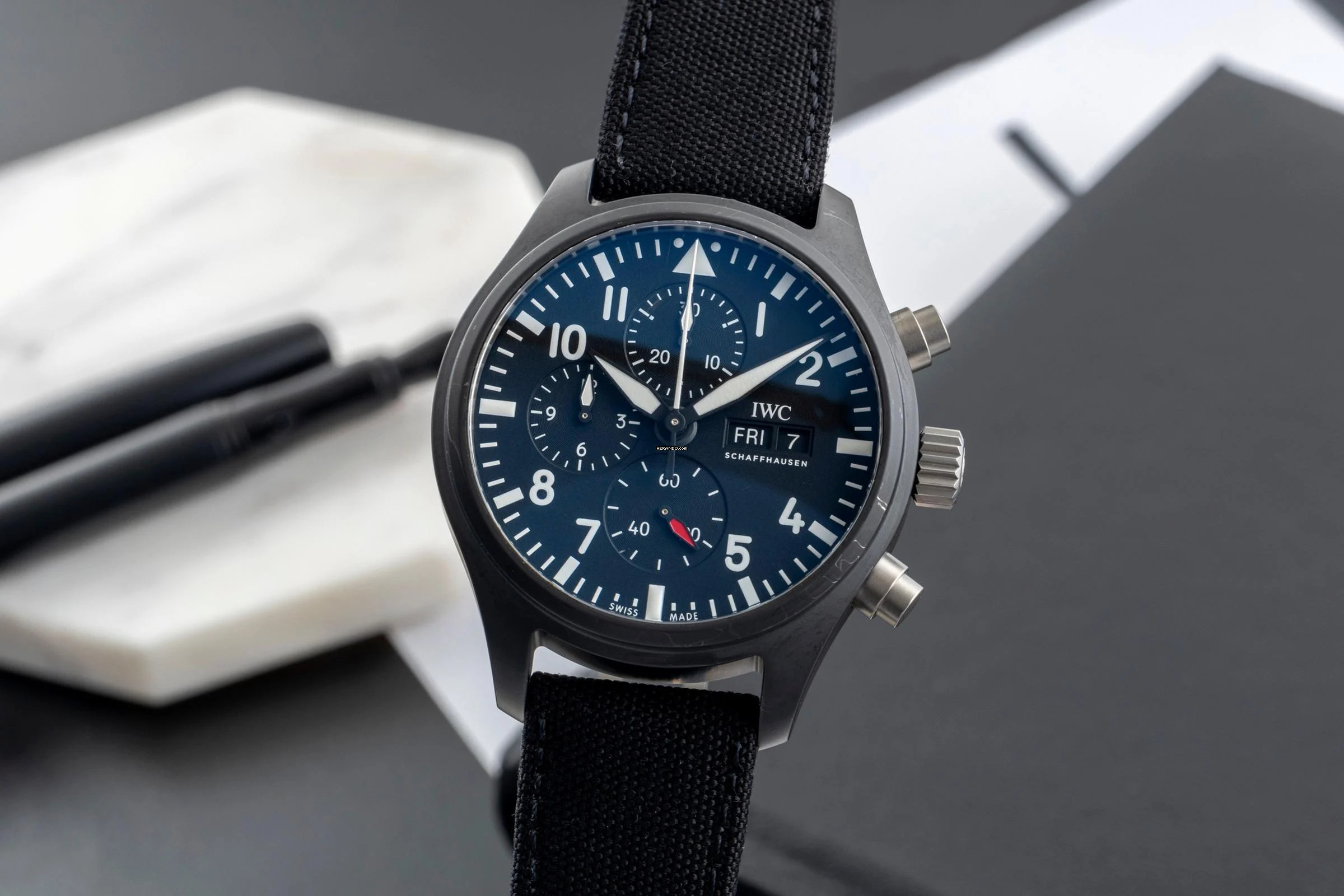 IWC Fliegeruhr Chronograph Top Gun Pilot´s Watch Chronograph Top Gun Keramik Automatik Ref IW389101 Papers 2019