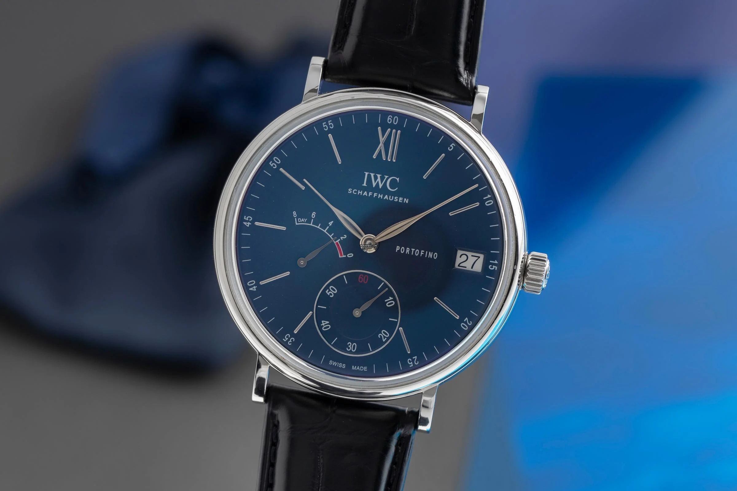 IWC Portofino Handaufzug 8 Days Edelstahl Handaufzug Herrenuhr Ref. IW510106
