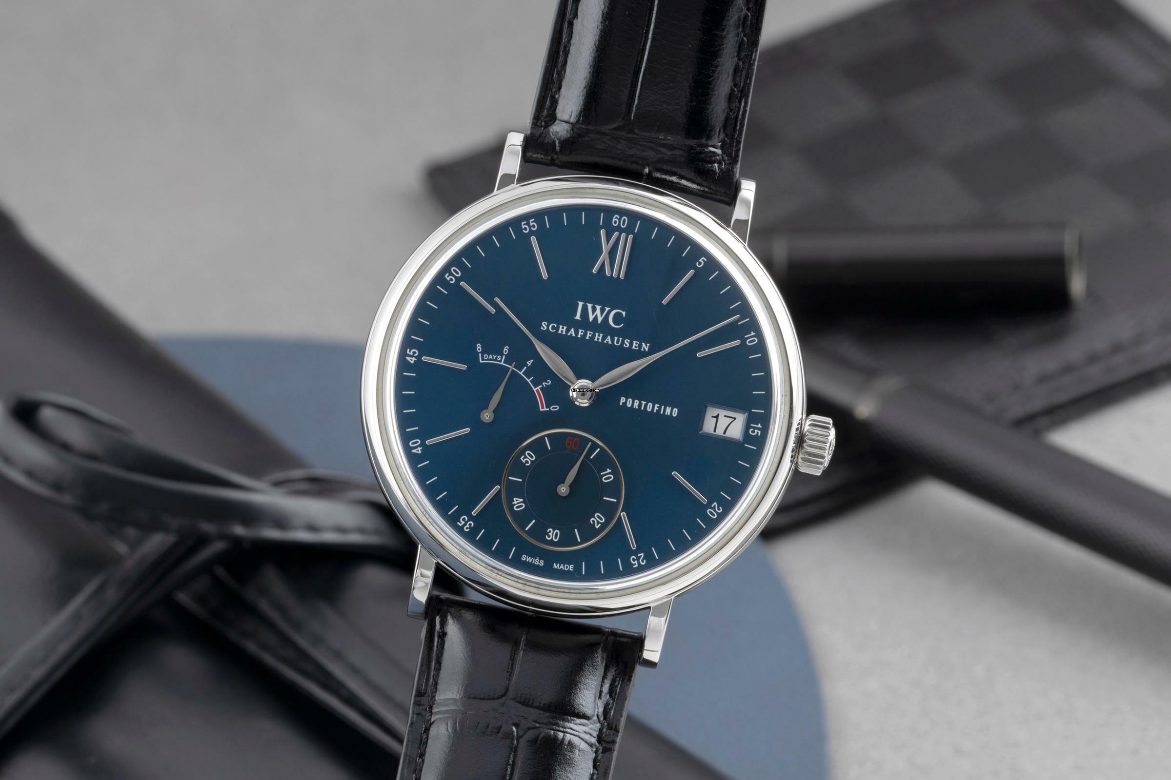 IWC Portofino Handaufzug 8 Days Edelstahl Handaufzug Herrenuhr Ref. IW510106 B&P 2017