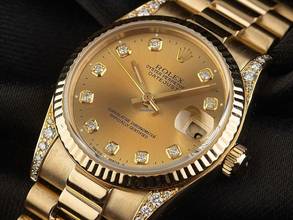 Thumbnail von Rolex Datejust 31 Medium Ref.68238 1995 Box&Beschreibung sehr gut Vintage Datejust Medium 18kt Gelbgold Diamanten open 6/9