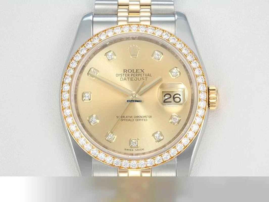 Rolex Datejust 36 36mm 116243 2016 Lc010 Stahl Gelbgold 750 Diamanten Automatik Stainless Steel 18kt Yellow Gold Jubilé-band Chronometer Oyster