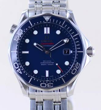  Omega Seamaster Diver 300 M Co-Axial blue Dial Keramik Automatic 41 mm Top Diver B+P 
