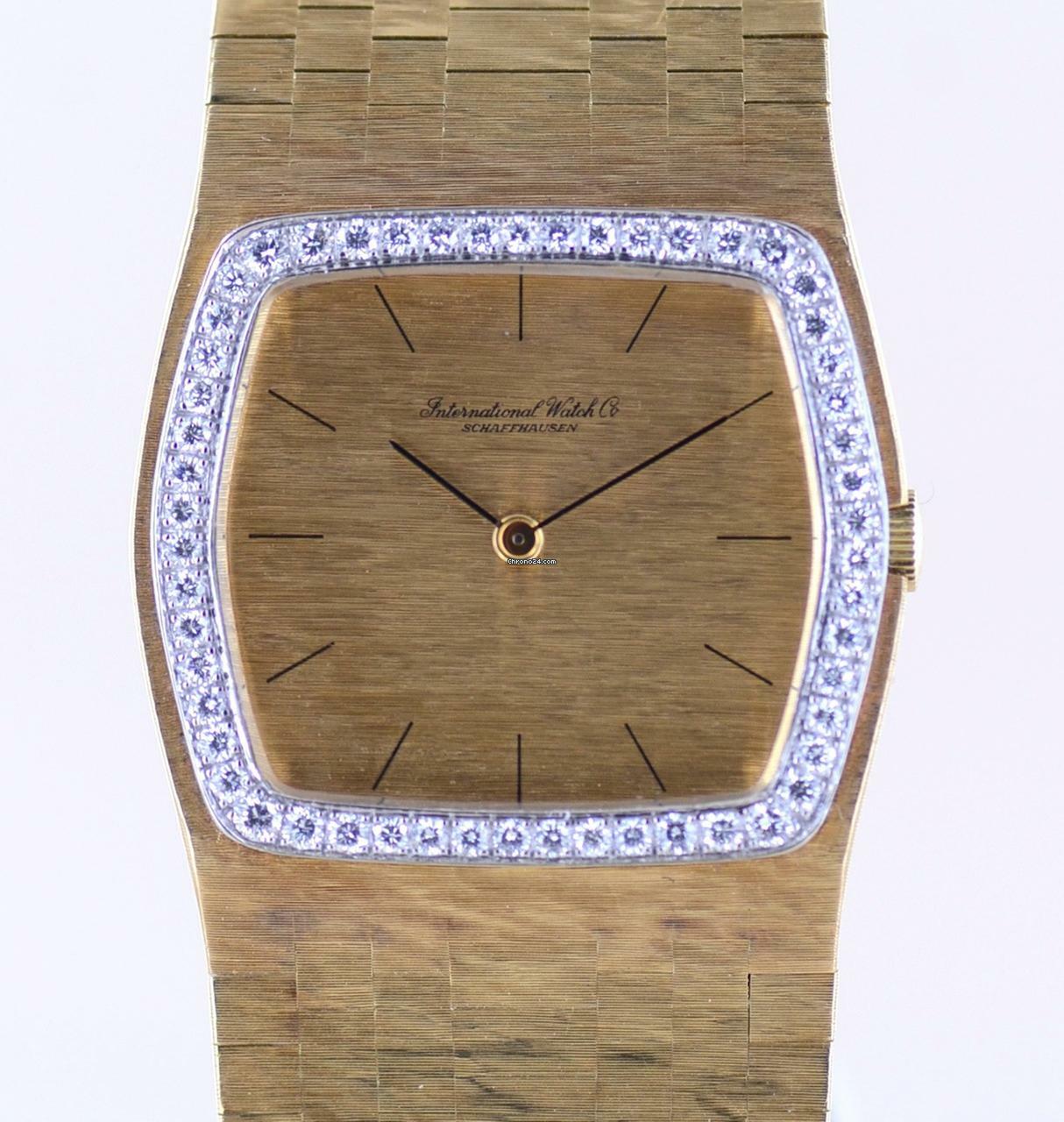 IWC 18K Gelbgold Dresswatch 750 gold Jumbo Diamond Bezel Milanaise ultra rar