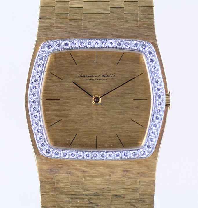  IWC 18K Gelbgold Dresswatch 750 gold Jumbo Diamond Bezel Milanaise ultra rar 