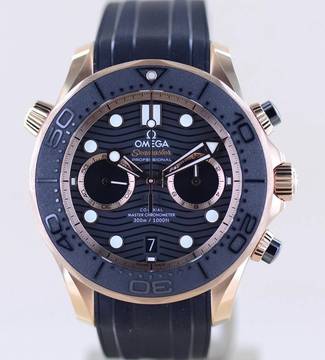  Omega Seamaster Diver 300 M Chronograph 18K Sedna Gold 44mm B+P Cal 9901 