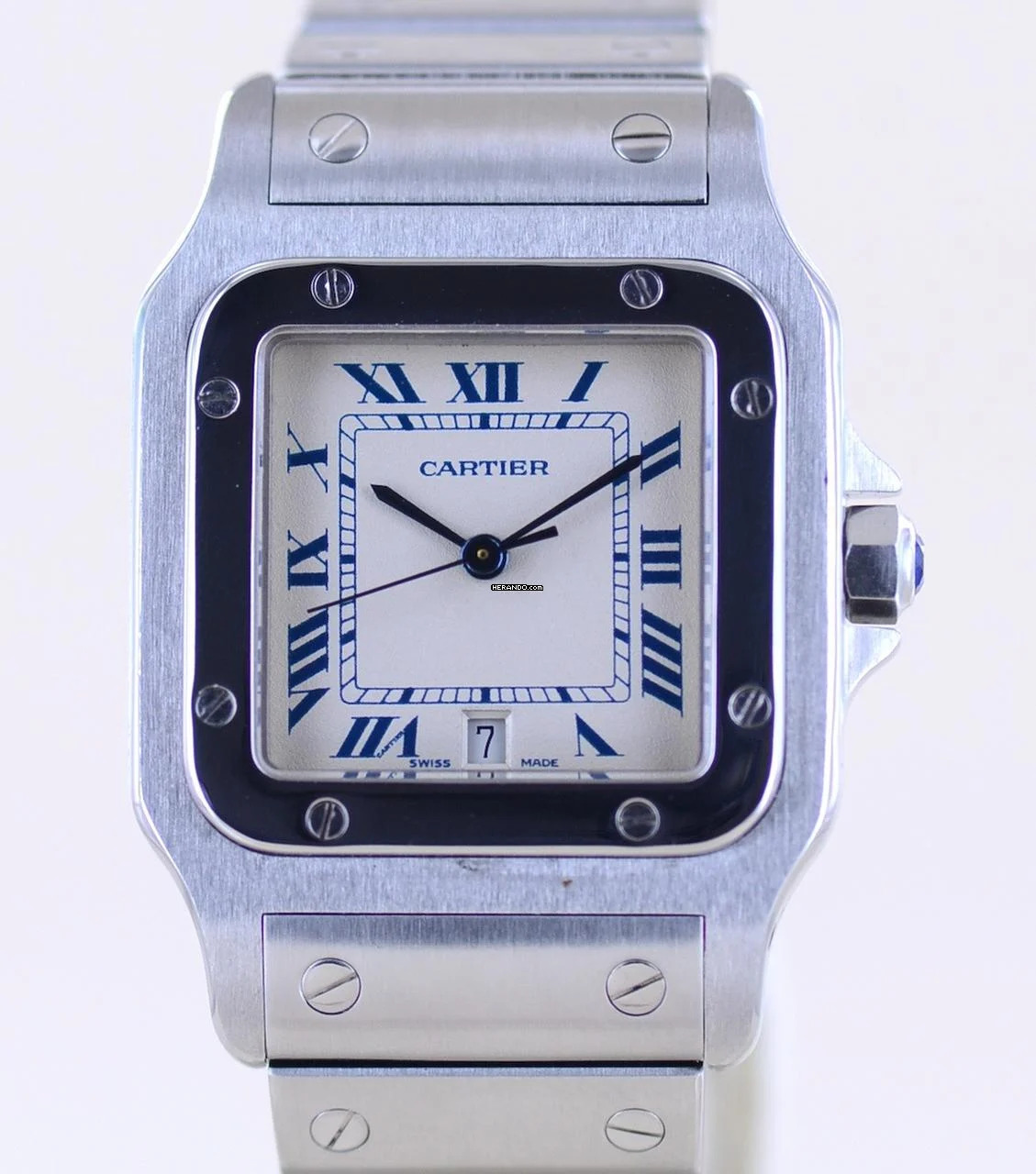  Cartier Santos Galbée Mens Medium Stahl Galbée Roman Dial Quarz Unisex Date 