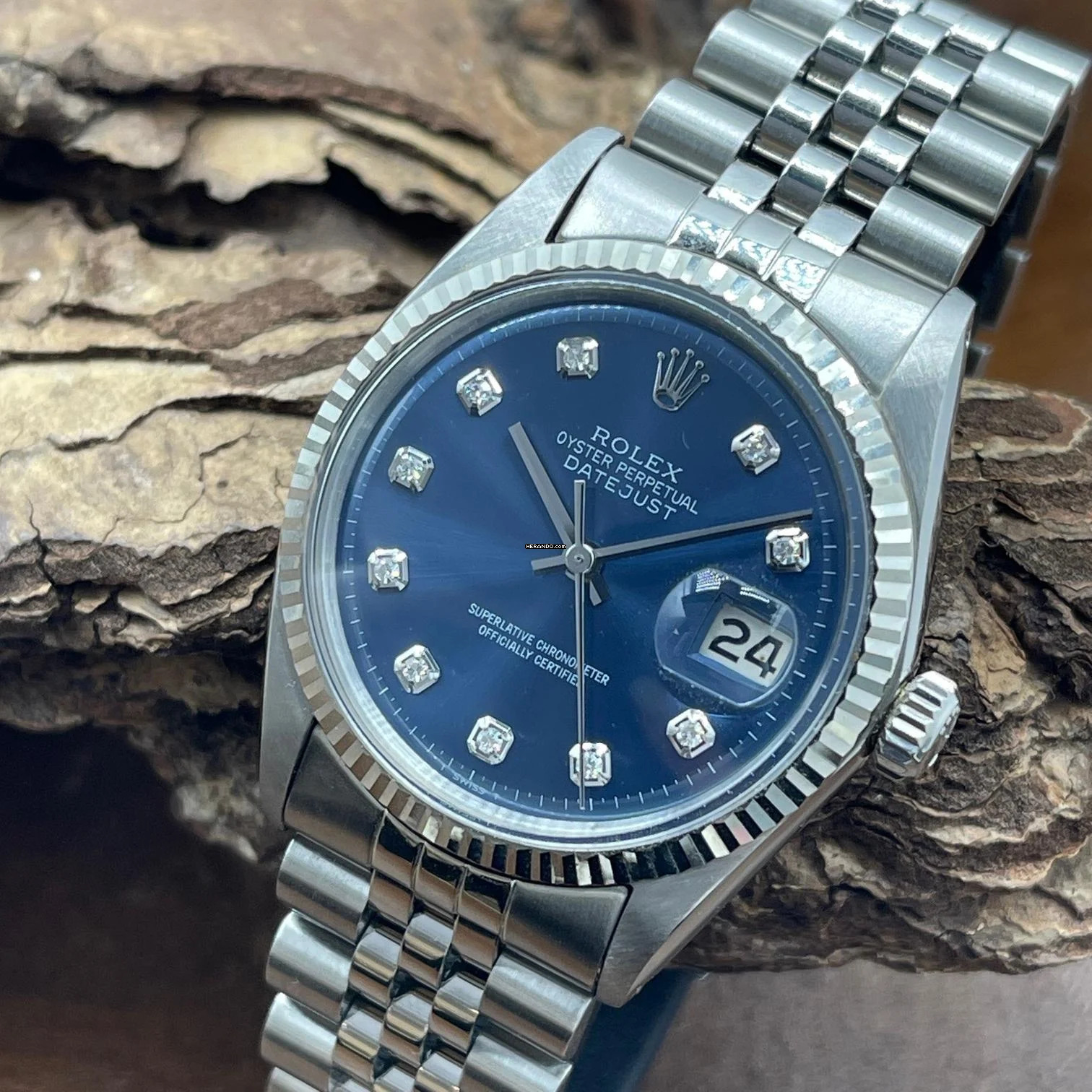  Rolex Datejust 36 Oyster Perpetual Datejust 36 - Ref. 1601 - Diamant Indizes Factory Set Diamanten Indizes 