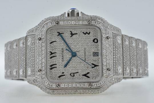  Cartier Santos de Cartier Large WSSA0018 2021 Iced Out Diamonds Diamanten 