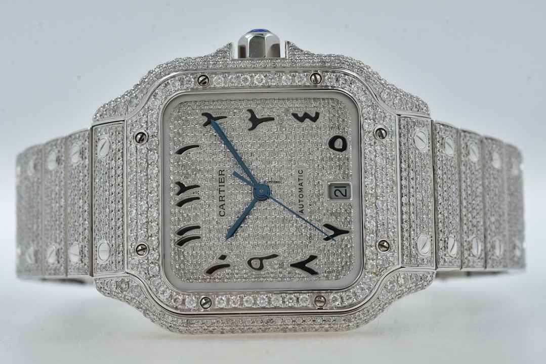  Cartier Santos de Cartier Large WSSA0018 2021 Iced Out Diamonds Diamanten 