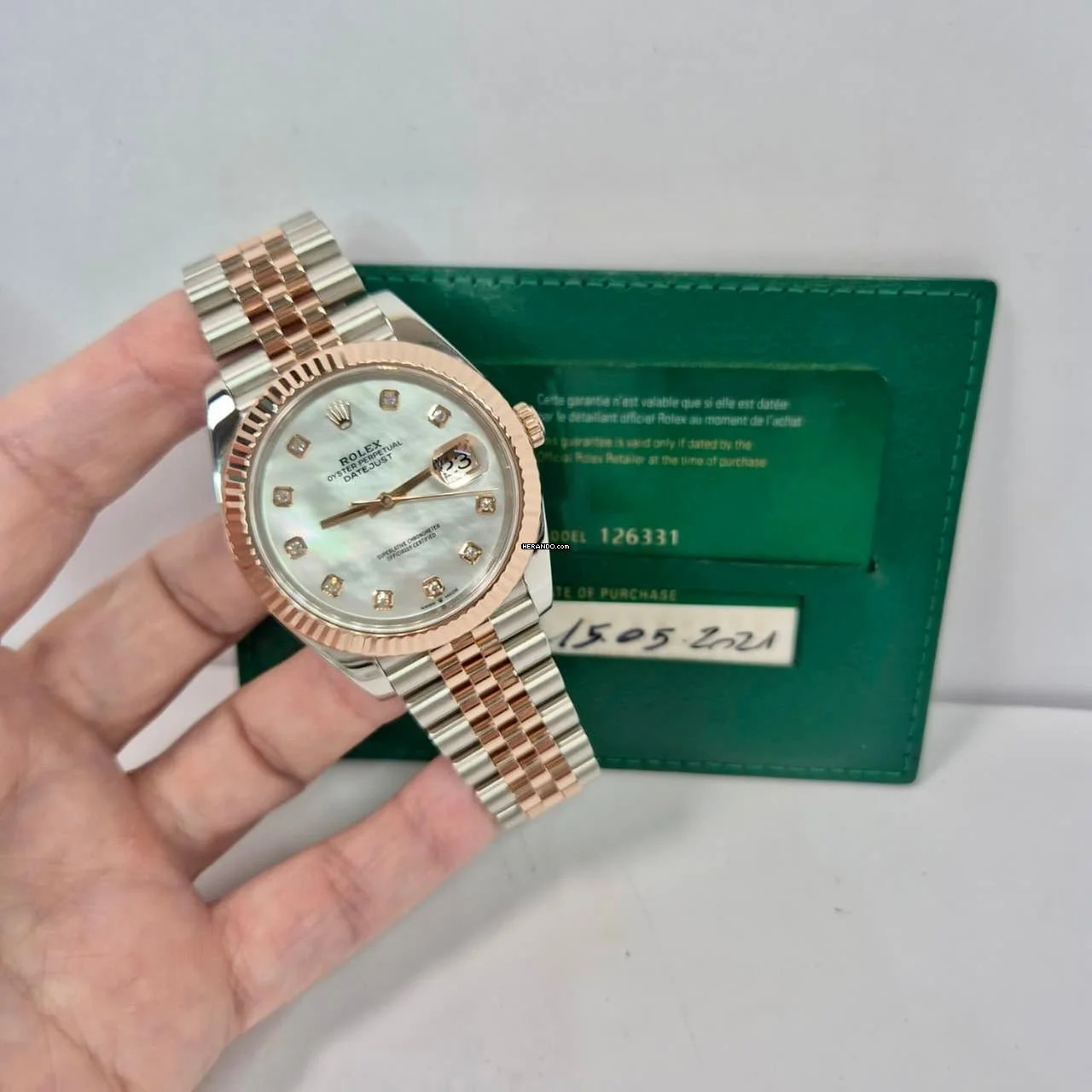 Rolex Datejust 41 41mm Ouro Rosé & Aço & Diamantes & Madrepérola Automático Completo