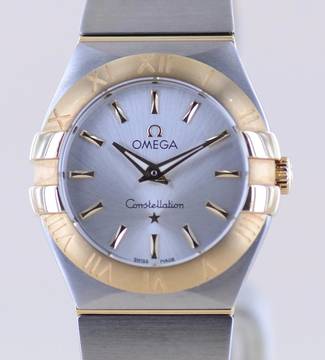  Omega Constellation Quartz Lady Stahl Gold Silver Index Dial 27mm Klassiker B+P 