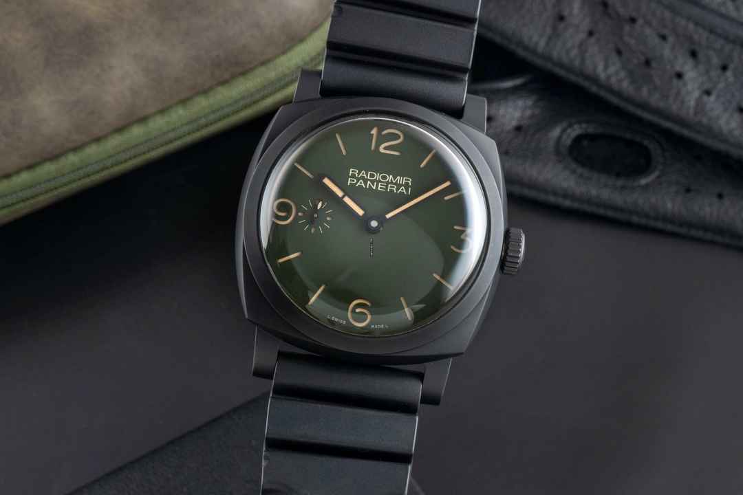  Panerai Radiomir Green Dial Keramik / Titan Handaufzug Herrenuhr Ref. PAM00997 