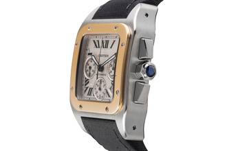 Thumbnail von Cartier Santos 100 Chronograph Stahl / Gold Automatik Ref. W20091X7 Papiere 2015