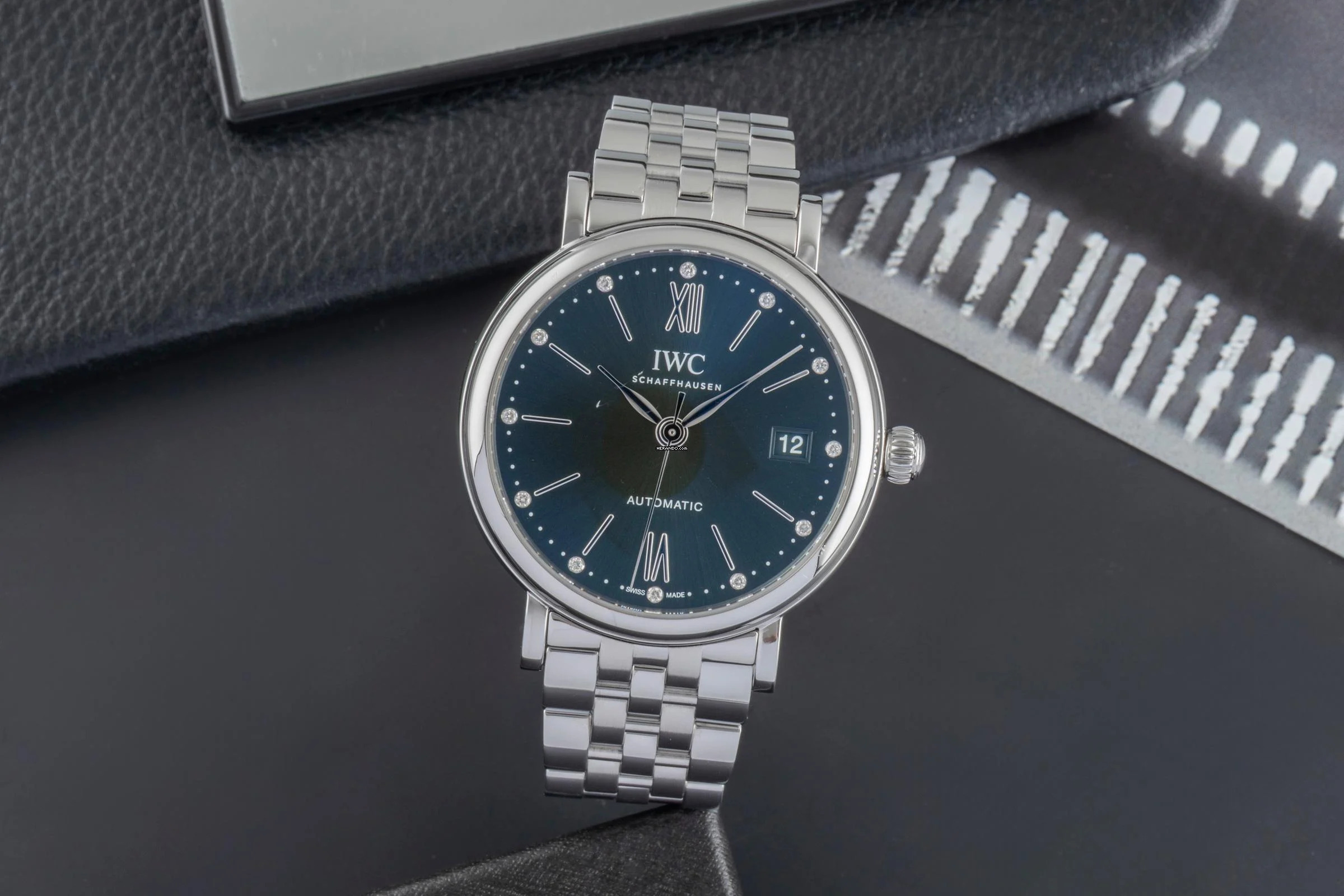  IWC Portofino Automatic Green Diamonds Dial Edelstahl Automatik Herrenuhr Ref. IW458602 