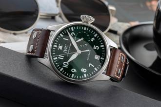 Thumbnail von IWC Große Fliegeruhr Big Pilot Stahl Automatik Green Dial Herrenuhr Ref. IW501015 B&P NP. 13900 