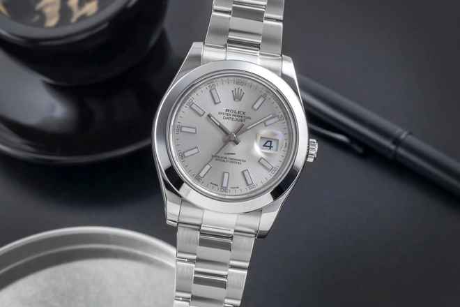  Rolex Datejust II 41 Silver Dial Oyster Stahl Automatik Herrenuhr Ref 116300 Box 