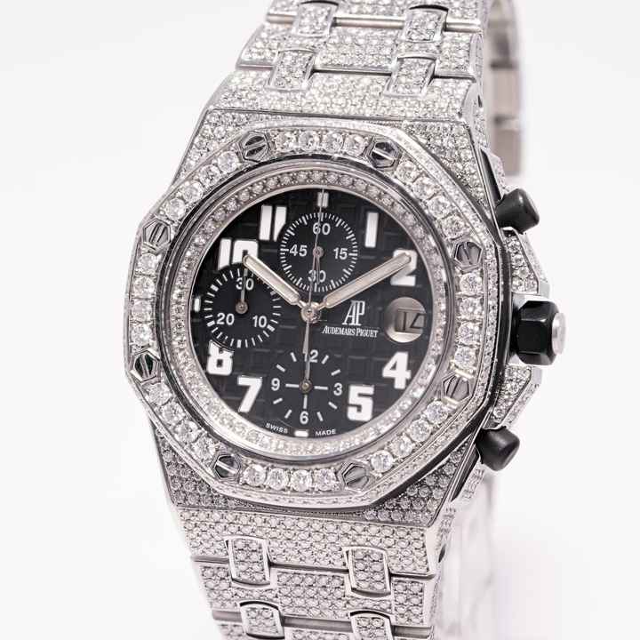  Audemars Piguet Royal Oak Offshore Chronograph Chrono Iced Out 42 – 25721ST.OO.1000ST.07.A – like NEW – 2006 Full Set 