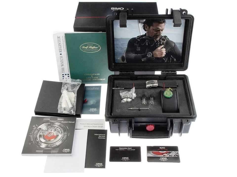  Oris Aquis Depth Gauge Ref.01 733 7675 4154-Set MB 2013 Full Set wie Neu Vintage Aquis Depth Gauge 