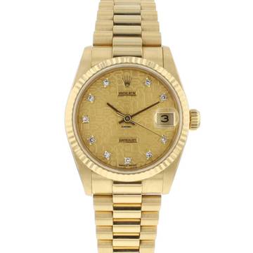  Rolex Datejust 31 Yellow Gold Logo Diamond Dial 