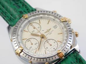 Thumbnail von Breitling Chronomat Stahl Gold weißes Blatt Der Klassiker mit Echt Hai - Lederband