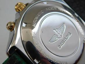 Thumbnail von Breitling Chronomat Stahl Gold weißes Blatt Der Klassiker mit Echt Hai - Lederband