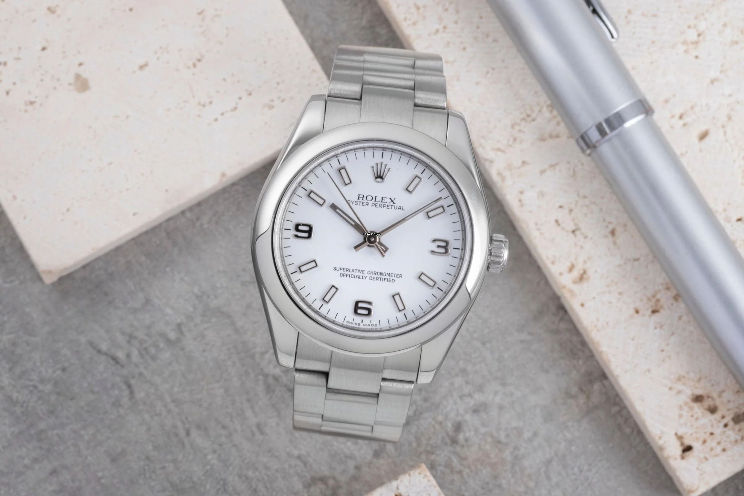 Rolex Oyster Perpetual 31 White Dial Automatik Edelstahl Damenuhr Ref. 177200