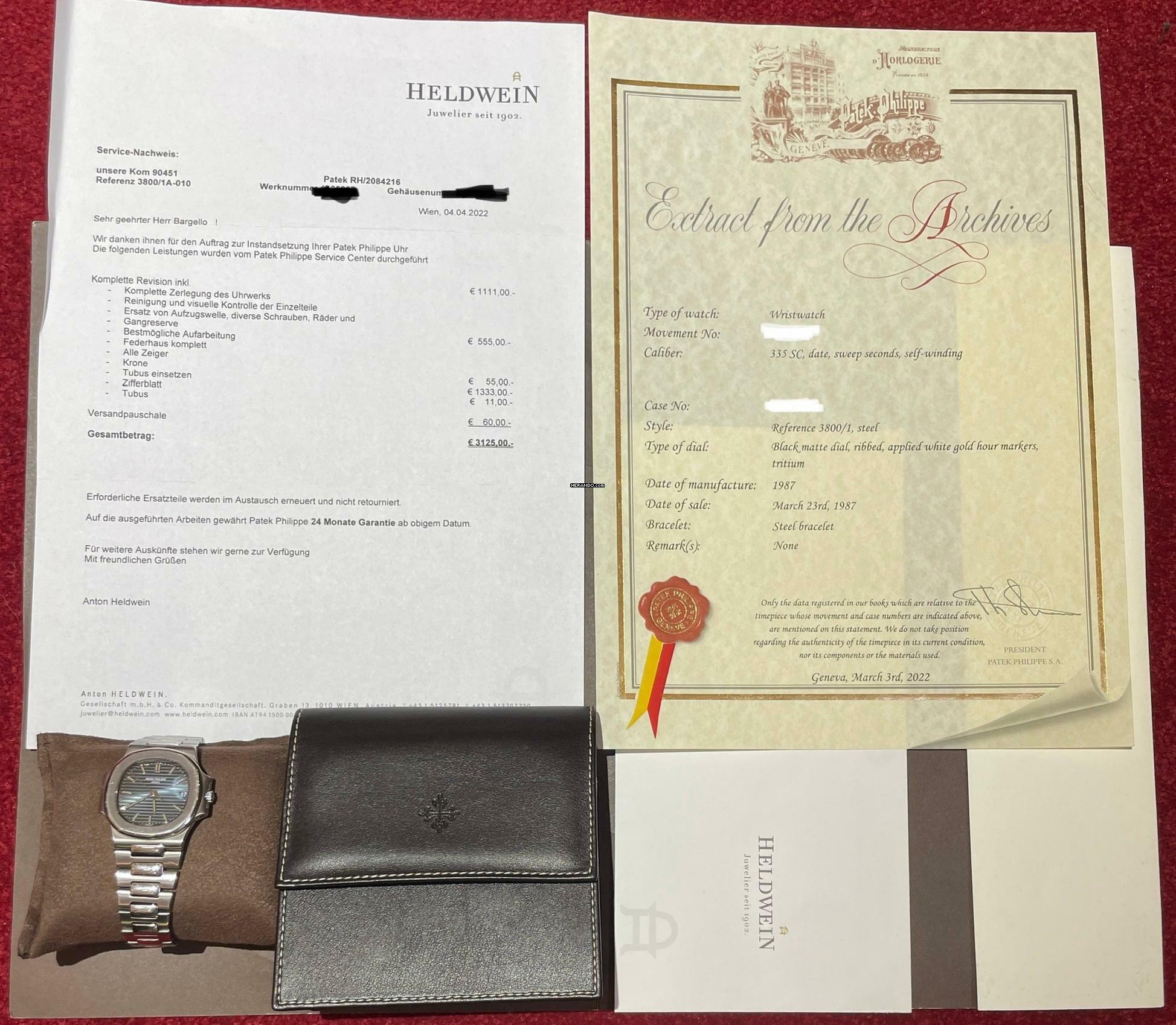 Thumbnail von Patek Philippe Nautilus BLUE/BLACK DIAL+EXTRACT PAPERS +SERVICE INVOICE (Heldwein)