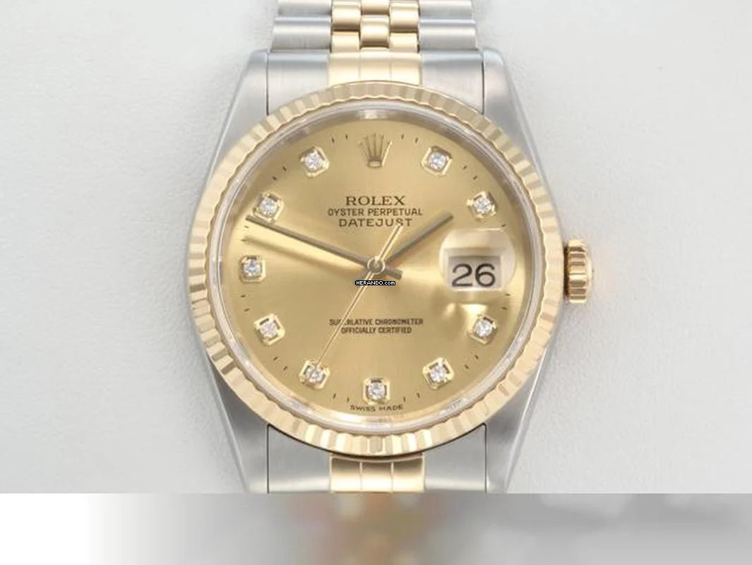 Rolex Datejust 36 36mm 16233 1995 Stahl Gelbgold 750 Diamanten Automatik Stainless Steel 18kt Yellow Gold Jubilé-band Chronometer Oyster