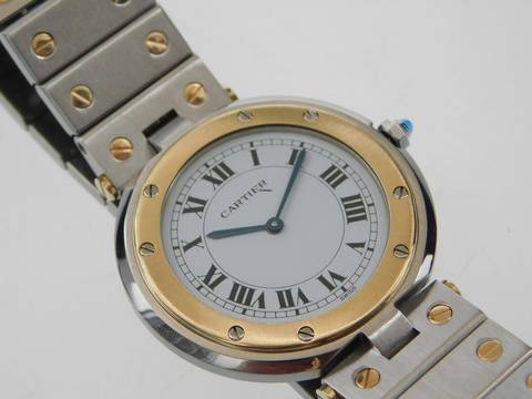  Cartier Santos Ronde Vendome Stahl / 18 Kt Gelbgold im Best Zustand 