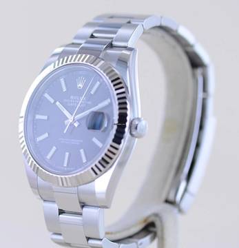  Rolex Datejust 41 Stahl White Gold black Dial Oysterband B+P 126334 Top 