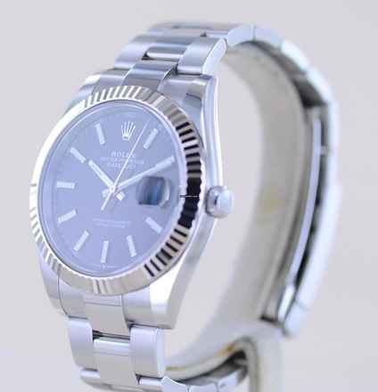  Rolex Datejust 41 Stahl White Gold black Dial Oysterband B+P 126334 Top 