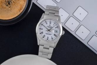 Thumbnail von Rolex Oyster Perpetual Date 34 White Dial Oyster Stahl Automatik Herrenuhr Ref. 15200 T-Serie